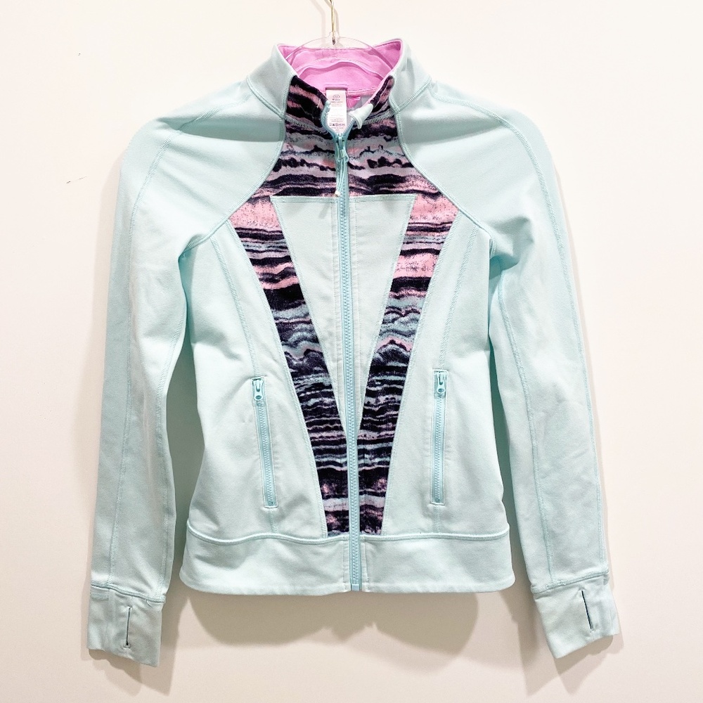 Ivivva Perfect Your Practice Jacket Girls Size 12 Zip Up Jacket Aqua